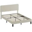 STRUTTURA LETTO 140X200 CM CON TESTIERA IMBOTTITA REGOLABILE IN ALTEZZA E DOGHE, VELLUTO A COSTE, GRIGIO