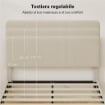 STRUTTURA LETTO 140X200 CM CON TESTIERA IMBOTTITA REGOLABILE IN ALTEZZA E DOGHE, VELLUTO A COSTE, GRIGIO