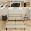 STRUTTURA LETTO 140X200 CM CON TESTIERA IMBOTTITA REGOLABILE IN ALTEZZA E DOGHE, VELLUTO A COSTE, GRIGIO
