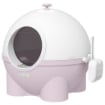 LETTIERA PER GATTI 4KG MAX CON COPERCHIO E PALETTA INCLUSA, 53X51X48 CM, BIANCA E ROSA