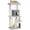 ALBERO PER GATTI MULTILIVELLO ALTO 132 CM CON CASETTA, LETTINO, PALI TIRAGRAFFI, SPAZZOLA E PALLINA, GRIGIO