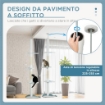 ALBERO TIRAGRAFFI PER GATTI A SOFFITTO CON PALO REGOLABILE DA 225-255 CM, PALLINA E PIATTAFORME, BIANCO