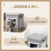 CASETTA PER GATTI CON TIRAGRAFFI, CUSCINO E PALLINA, IN LEGNO E POLIESTERE, 35.5X35.5X42.5 CM, CREMA E GRIGIO