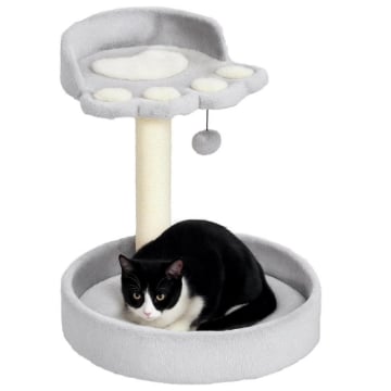 TIRAGRAFFI PER GATTI CON LETTINI, CORDA IN JUTA E PELUCHE, 41X41X44 CM, GRIGIO CHIARO