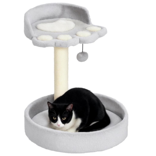TIRAGRAFFI PER GATTI CON LETTINI, CORDA IN JUTA E PELUCHE, 41X41X44 CM, GRIGIO CHIARO