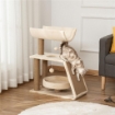 ALBERO TIRAGRAFFI PER GATTI CON LETTINO, CUCCIA E TAPPETINO, IN LEGNO, PELUCHE E SISAL, 60X30X76 CM, MARRONE CHIARO