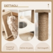 ALBERO TIRAGRAFFI PER GATTI CON LETTINO, CUCCIA E TAPPETINO, IN LEGNO, PELUCHE E SISAL, 60X30X76 CM, MARRONE CHIARO