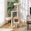 TIRAGRAFFI PER GATTI CON 2 PALI, CASETTA, AMACA, LETTINO E 2 PALLINE, IN LEGNO, PILE E SISAL, 48X40X126 CM