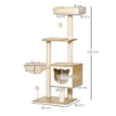 TIRAGRAFFI PER GATTI CON 2 PALI, CASETTA, AMACA, LETTINO E 2 PALLINE, IN LEGNO, PILE E SISAL, 48X40X126 CM
