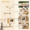 TIRAGRAFFI PER GATTI CON 2 PALI, CASETTA, AMACA, LETTINO E 2 PALLINE, IN LEGNO, PILE E SISAL, 48X40X126 CM