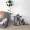 ALBERO PER GATTI CON CASETTA PER GATTI E LETTINO IN PELUCHE, TIRAGRAFFI IN JUTA E PALLINA, GRIGIO