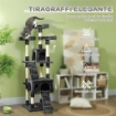ALBERO TIRAGRAFFI PER GATTI CON 3 POSATOI, 2 CASETTE E GIOCHI APPESI, IN LEGNO E PELUCHE, 49X49X173 CM, GRIGIO