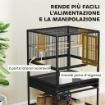 GABBIA PER UCCELLI CON RIPIANO INFERIORE, VASSOIO E GRIGLIA RIMOVIBILI, IN ACCIAIO E PP, 48X46X83 CM, NERO