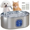 FONTANELLA PER GATTO DA 7L CON LUCE LED E SPAZZOLA, IN ACCIAIO INOX 304, 32X22.1X22.3 CM, ARGENTO