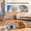 FONTANELLA PER GATTO DA 7L CON LUCE LED E SPAZZOLA, IN ACCIAIO INOX 304, 32X22.1X22.3 CM, ARGENTO