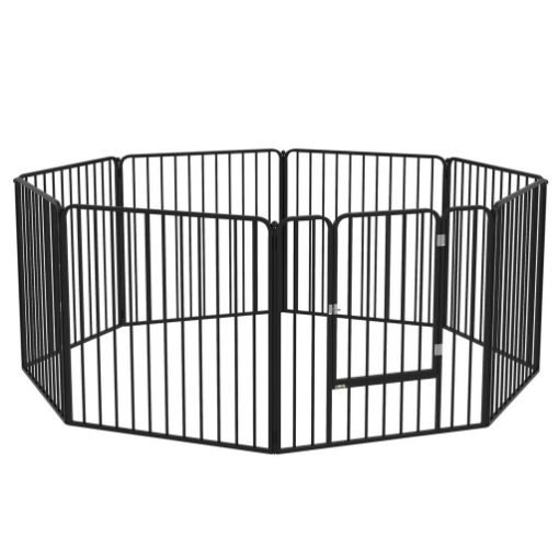 RECINTO PER CANI A 8 PANNELLI MODULABILI DA INTERNO ED ESTERNO, IN ACCIAIO, 164X164X60 CM, NERO
