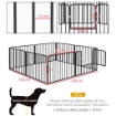 RECINTO PER CANI A 8 PANNELLI MODULABILI DA INTERNO ED ESTERNO, IN ACCIAIO, 164X164X60 CM, NERO