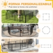 RECINTO PER CANI A 8 PANNELLI MODULABILI DA INTERNO ED ESTERNO, IN ACCIAIO, 164X164X60 CM, NERO