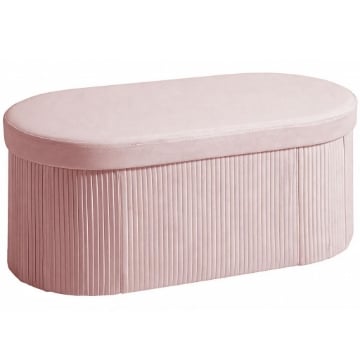 POUF CONTENITORE PIEGHEVOLE CON VANO DA 72L E RIVESTIMENTO IN VELLUTO, 76X38X35 CM, ROSA