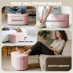 POUF CONTENITORE PIEGHEVOLE CON VANO DA 72L E RIVESTIMENTO IN VELLUTO, 76X38X35 CM, ROSA
