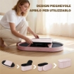 POUF CONTENITORE PIEGHEVOLE CON VANO DA 72L E RIVESTIMENTO IN VELLUTO, 76X38X35 CM, ROSA