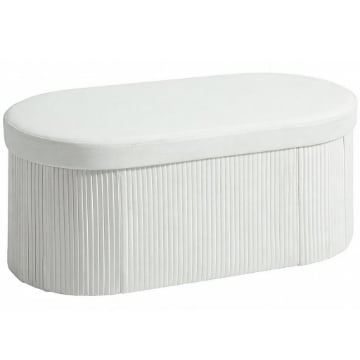 POUF CONTENITORE PIEGHEVOLE CON VANO DA 72L E RIVESTIMENTO IN VELLUTO, 76X38X35 CM, CREMA