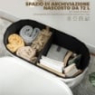 POUF CONTENITORE PIEGHEVOLE CON VANO DA 72L E RIVESTIMENTO IN VELLUTO, 76X38X35 CM, CREMA