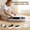 POUF CONTENITORE PIEGHEVOLE CON VANO DA 72L E RIVESTIMENTO IN VELLUTO, 76X38X35 CM, CREMA