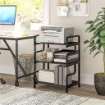 SUPPORTO PER STAMPANTE INDUSTRIALE A 3 LIVELLI, IN METALLO E TRUCIOLATO, 55X40X77 CM, NERO