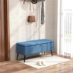 PANCA CONTENITORE POUF POGGIAPIEDI IMBOTTITO, 102X40X44 CM, BLU SCURO