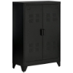 ARMADIETTO METALLICO A 2 ANTE IN STILE INDUSTRIALE PER CASA E GARAGE, 75X33X110 CM, NERO