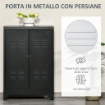 ARMADIETTO METALLICO A 2 ANTE IN STILE INDUSTRIALE PER CASA E GARAGE, 75X33X110 CM, NERO