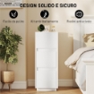 SET DI 2 COMODINI CON 2 CASSETTI E RIPIANO APERTO MODERNI E SALVASPAZIO, 25X30X65 CM, BIANCO