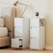 SET DI 2 COMODINI CON 2 CASSETTI E RIPIANO APERTO MODERNI E SALVASPAZIO, 25X30X65 CM, BIANCO