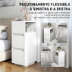 SET DI 2 COMODINI CON 2 CASSETTI E RIPIANO APERTO MODERNI E SALVASPAZIO, 25X30X65 CM, BIANCO