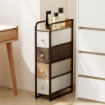 CASSETTIERA SALVASPAZIO CON 4 CASSETTI PIEGHEVOLI IN TESSUTO, ACCIAIO E LEGNO, 20X47X84.5 CM, MULTICOLORE
