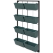 ORTO VERTICALE DA PARETE A 4 LIVELLI CON 8 VASI, IN ACCIAIO E PLASTICA, 52X14X90 CM, VERDE SCURO E NERO