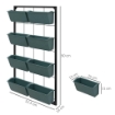 ORTO VERTICALE DA PARETE A 4 LIVELLI CON 8 VASI, IN ACCIAIO E PLASTICA, 52X14X90 CM, VERDE SCURO E NERO
