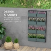 ORTO VERTICALE DA PARETE A 4 LIVELLI CON 8 VASI, IN ACCIAIO E PLASTICA, 52X14X90 CM, VERDE SCURO E NERO