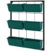 ORTO VERTICALE DA PARETE A 3 LIVELLI CON 6 VASI, IN ACCIAIO E PLASTICA, 52X14X66 CM, VERDE