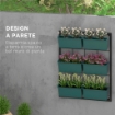 ORTO VERTICALE DA PARETE A 3 LIVELLI CON 6 VASI, IN ACCIAIO E PLASTICA, 52X14X66 CM, VERDE
