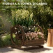 FIORIERA DA ESTERNO A 3 LIVELLI CON RUOTE DECORATIVE IN LEGNO DI ABETE CARBONIZZATO, 62X61X57 CM
