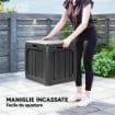BAULE DA GIARDINO 121L IN PLASTICA CON MANIGLIE E IMPERMEABILE, 56X45X53 CM, NERO