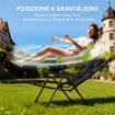 SET 2 SEDIE SDRAIO A GRAVITÓ ZERO PIEGHEVOLI CON SCHIENALE REGOLABILE E TAVOLINO, NERO
