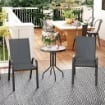 SET DA GIARDINO 3PZ CON 2 SEDIE DA GIARDINO 54X71X93 CM E TAVOLINO ROTONDO 60X71 CM IN ACCIAIO GRIGIO SCURO
