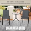 SET DA GIARDINO 3PZ CON 2 SEDIE DA GIARDINO 54X71X93 CM E TAVOLINO ROTONDO 60X71 CM IN ACCIAIO GRIGIO SCURO