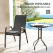 SET DA GIARDINO 3PZ CON 2 SEDIE DA GIARDINO 54X71X93 CM E TAVOLINO ROTONDO 60X71 CM IN ACCIAIO GRIGIO SCURO