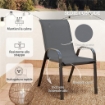 SET DA GIARDINO 3PZ CON 2 SEDIE DA GIARDINO 54X71X93 CM E TAVOLINO ROTONDO 60X71 CM IN ACCIAIO GRIGIO SCURO