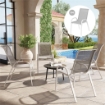 SET 4 SEDIE DA GIARDINO IMPILABILI CON BRACCIOLI CURVI, IN ACCIAIO E TESSUTO TRASPIRANTE, 54X71X93 CM, GRIGIO BIANCO