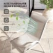 SET 4 SEDIE DA GIARDINO IMPILABILI CON BRACCIOLI CURVI, IN ACCIAIO E TESSUTO TRASPIRANTE, 54X71X93 CM, GRIGIO BIANCO